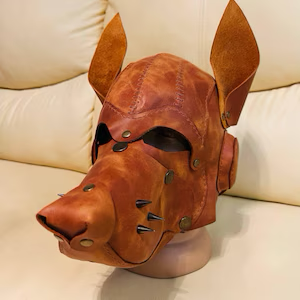 Handmade Leather Wolf Mask: Customizable Cosplay Costume Accessory