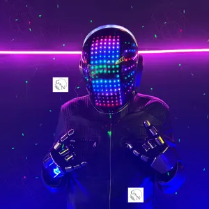 Guy-Manuel Cosplay Helmet & Gloves - LED Chrome Set