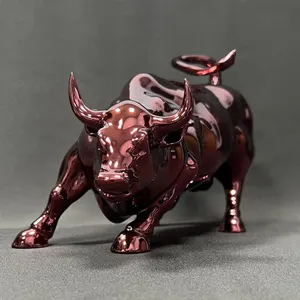 Chrome Charging Bull Statue: Handmade Wall Street Decor