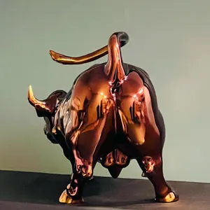 Handmade Chrome Charging Bull Statue: Wall Street Home Decor