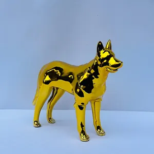 Chrome Gold Dog Figurine: Handmade Chinese Zodiac Art
