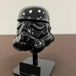 Handmade Black Stormtrooper Helmet on Stand: Star Wars Cosplay Decor