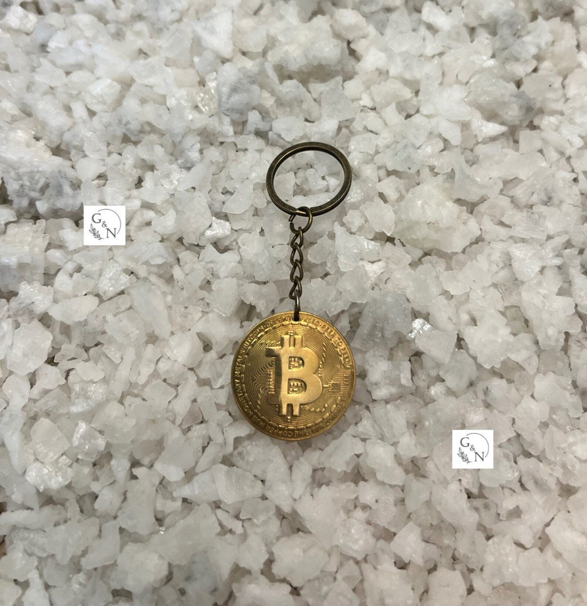 Bitcoin Coin Keychain: Gold Crypto Jewelry