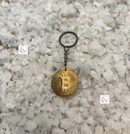 Bitcoin Coin Keychain: Gold Crypto Jewelry