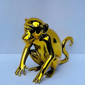 Handmade Gold Monkey Figurine: Chinese Zodiac Home Decor