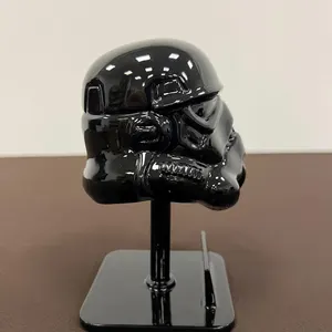 Handmade Black Stormtrooper Helmet on Stand: Star Wars Cosplay Decor