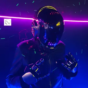 Guy-Manuel Cosplay Helmet & Gloves - LED Chrome Set