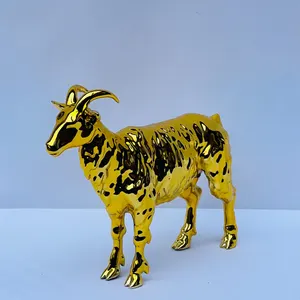Gold Goat Figurine: Handmade Chinese Zodiac Home Decor