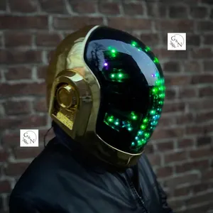 Guy Manuel Chrome Helmet, Cosplay, LED Lighting, Guy-Manuel de Homem-Christo, Guy Manuel gold helmet