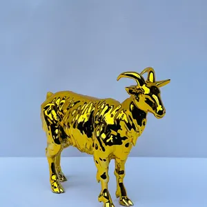 Gold Goat Figurine: Handmade Chinese Zodiac Home Decor