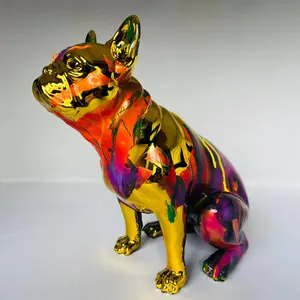 Handmade Chrome French Bulldog Statue: Luxury Home Decor