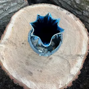 Blue Chrome Bag Vase: Handcrafted Metal Home Decor