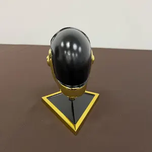 Chrome Helmet on Stand, Guy-Manuel de Homem-Christo Inspired Chrome Gold Helmet, Display Helmet, Cosplay Helmet, Decorative Helmet Stand