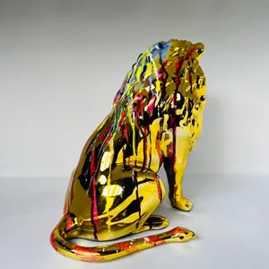 Handmade Chrome Lion Statue: Modern Regal Decor