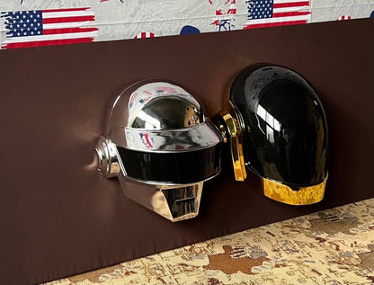 Daft Punk Helmet Wall Art: Chrome Thomas & Guy-Manuel Set