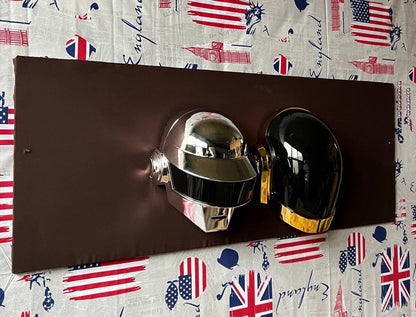 Daft Punk Helmet Wall Art: Chrome Thomas & Guy-Manuel Set
