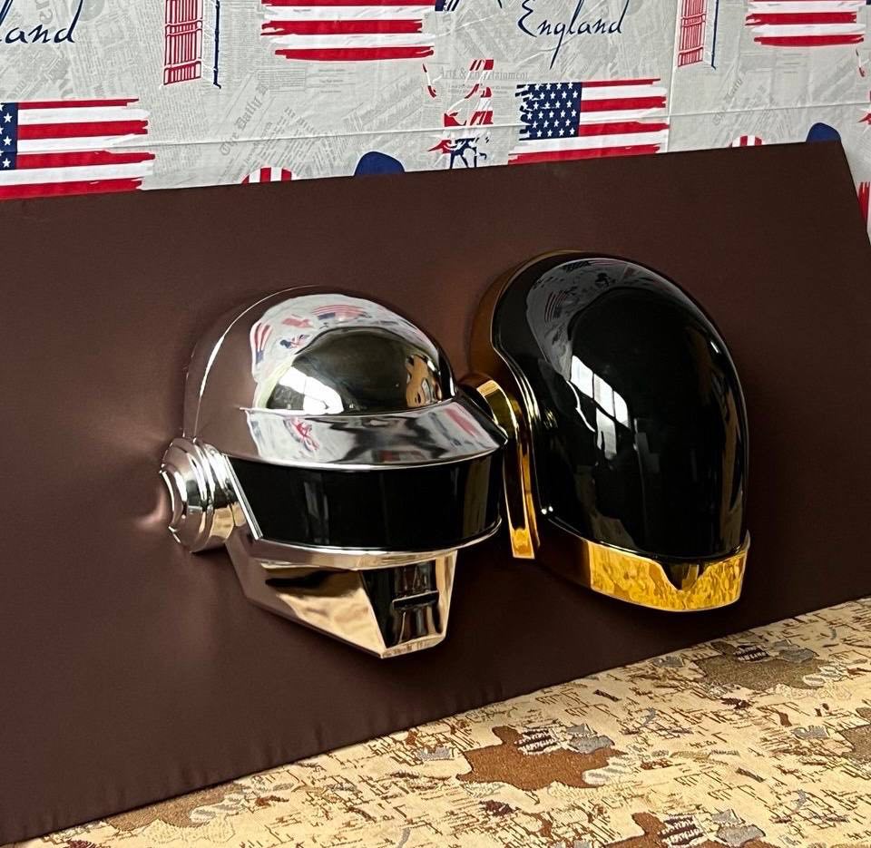 Daft Punk Helmet Wall Art: Chrome Thomas & Guy-Manuel Set
