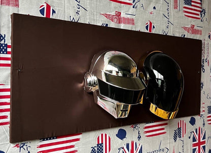 Daft Punk Helmet Wall Art: Chrome Thomas & Guy-Manuel Set