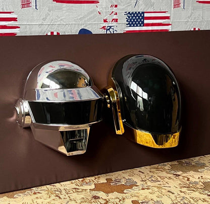 Daft Punk Helmet Wall Art: Chrome Thomas & Guy-Manuel Set