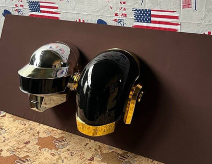 Daft Punk Helmet Wall Art: Chrome Thomas & Guy-Manuel Set